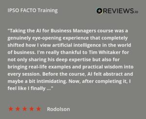 1 day AI for Business Managers training course with IPSO FACTO